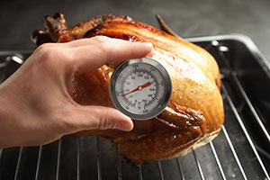 Meat thermometer in turkey.